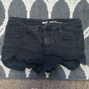 Hi rise black denim shorts